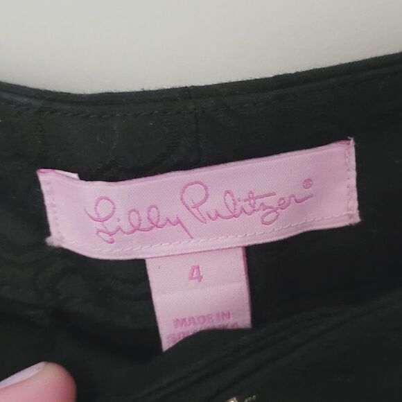 Lilly Pulitzer Skinny Printed Ankle Pant in Black Size 4 - Picture 6 of 7